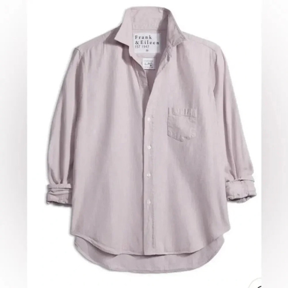 Frank & Eileen Eileen Woven Button Up Melange Pink & Grey Size Large - Picture 2 of 11